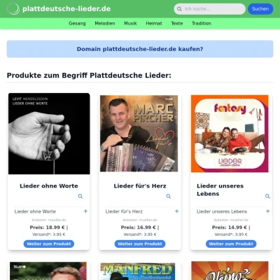 Screenshot plattdeutsche-lieder.de