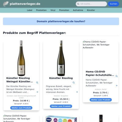 Screenshot plattenverleger.de