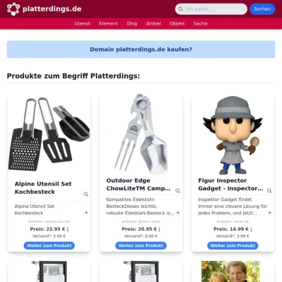 Screenshot platterdings.de
