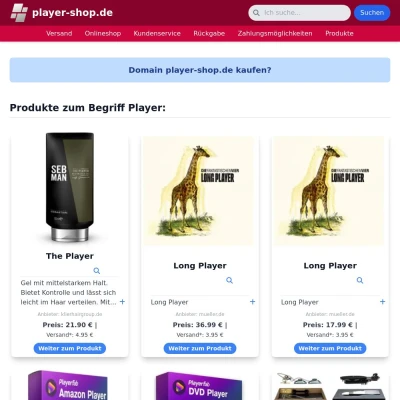 Screenshot player-shop.de