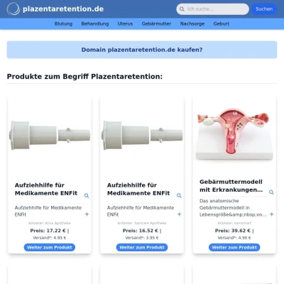 Screenshot plazentaretention.de