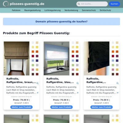 Screenshot plissees-guenstig.de