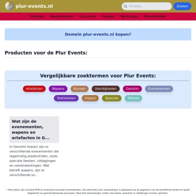 Screenshot plur-events.nl