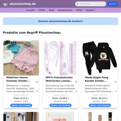 Screenshot plussizeshop.de