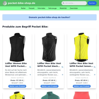 Screenshot pocket-bike-shop.de