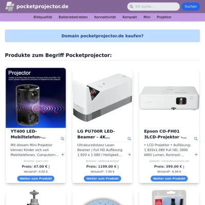 Screenshot pocketprojector.de