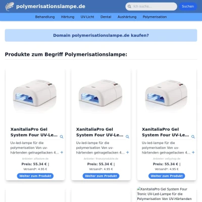 Screenshot polymerisationslampe.de