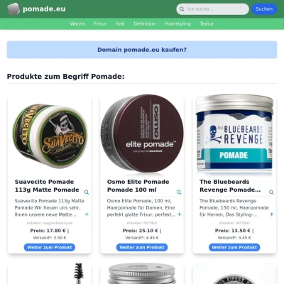 Screenshot pomade.eu