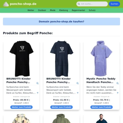 Screenshot poncho-shop.de