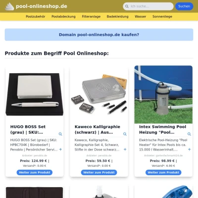 Screenshot pool-onlineshop.de