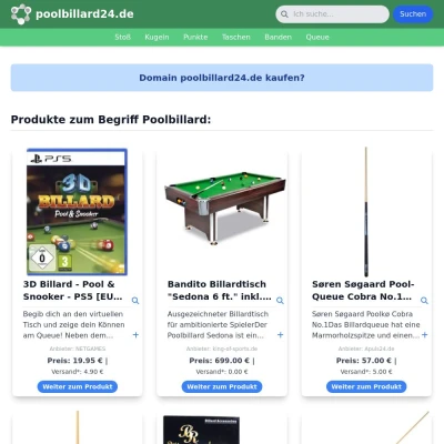 Screenshot poolbillard24.de