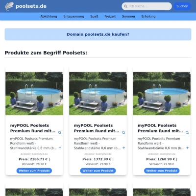 Screenshot poolsets.de