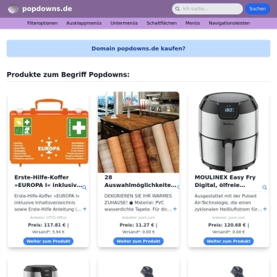 Screenshot popdowns.de