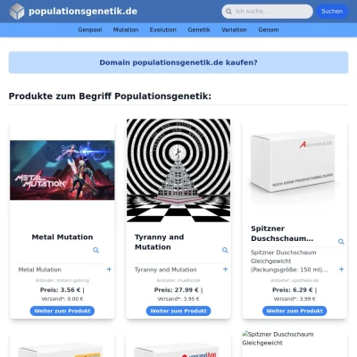 Screenshot populationsgenetik.de