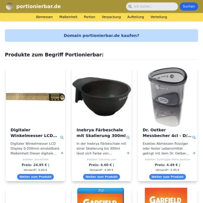 Screenshot portionierbar.de