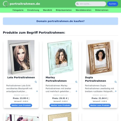Screenshot portraitrahmen.de