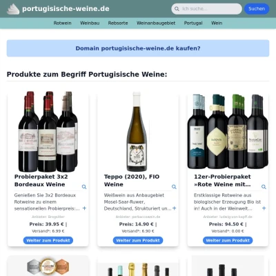 Screenshot portugisische-weine.de