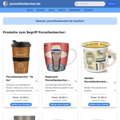 Screenshot porzellanbecher.de