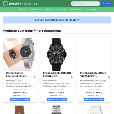 Screenshot porzellanuhren.de