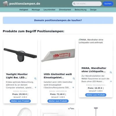 Screenshot positionslampen.de