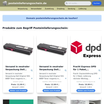 Screenshot posteinlieferungsschein.de