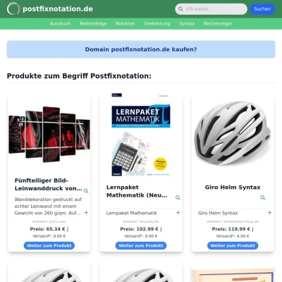 Screenshot postfixnotation.de
