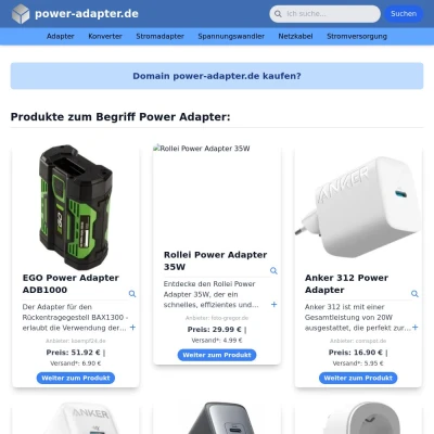 Screenshot power-adapter.de