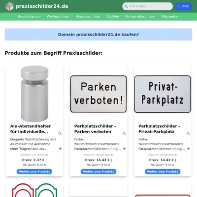 Screenshot praxisschilder24.de