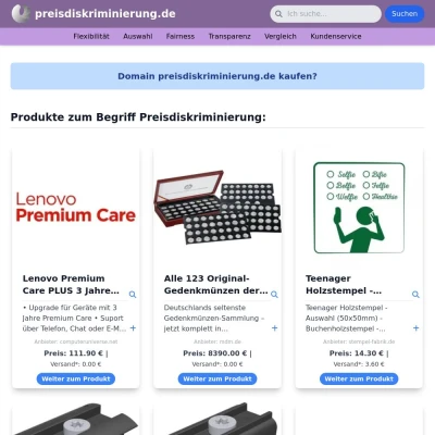 Screenshot preisdiskriminierung.de