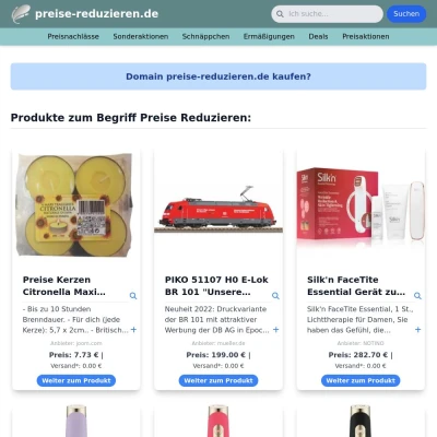 Screenshot preise-reduzieren.de