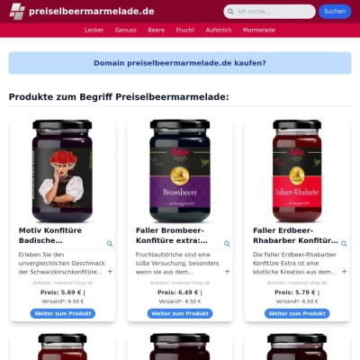 Screenshot preiselbeermarmelade.de