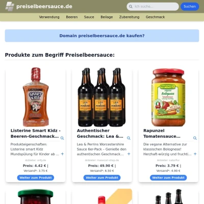 Screenshot preiselbeersauce.de