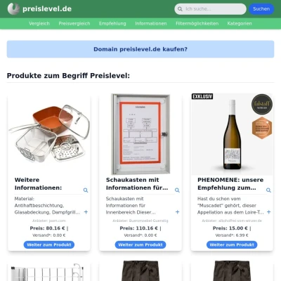 Screenshot preislevel.de