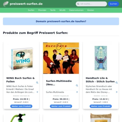 Screenshot preiswert-surfen.de