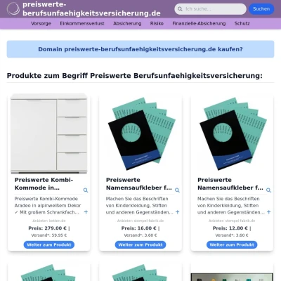 Screenshot preiswerte-berufsunfaehigkeitsversicherung.de