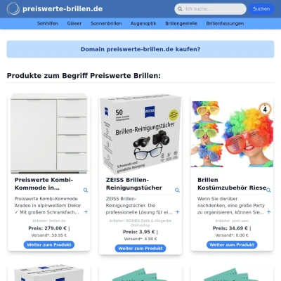 Screenshot preiswerte-brillen.de