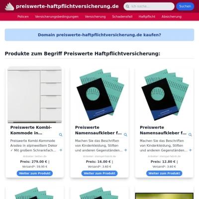 Screenshot preiswerte-haftpflichtversicherung.de