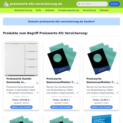Screenshot preiswerte-kfz-versicherung.de