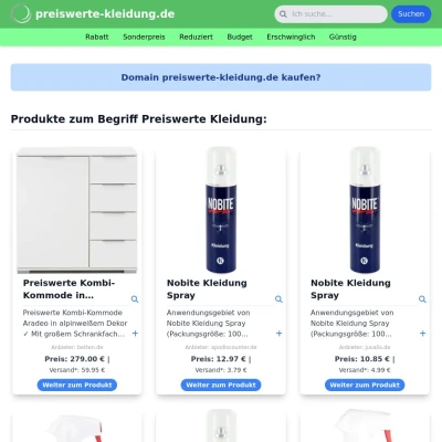 Screenshot preiswerte-kleidung.de