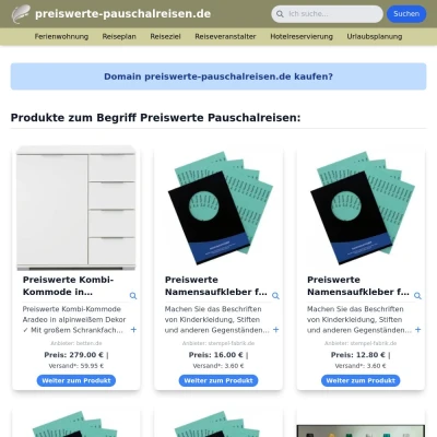 Screenshot preiswerte-pauschalreisen.de