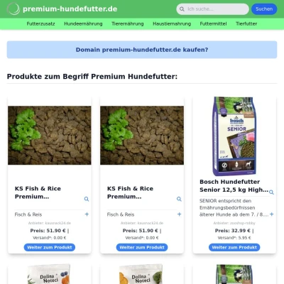 Screenshot premium-hundefutter.de
