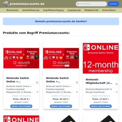 Screenshot premiumaccounts.de