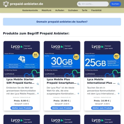 Screenshot prepaid-anbieter.de