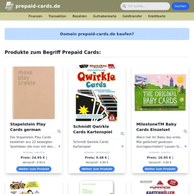 Screenshot prepaid-cards.de