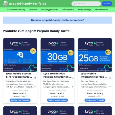 Screenshot prepaid-handy-tarife.de