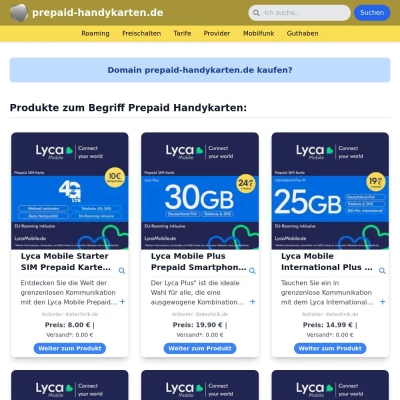 Screenshot prepaid-handykarten.de