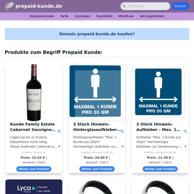 Screenshot prepaid-kunde.de
