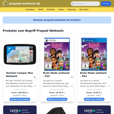 Screenshot prepaid-weltweit.de