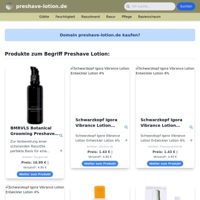 Screenshot preshave-lotion.de