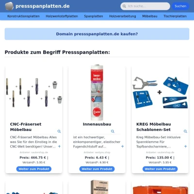 Screenshot pressspanplatten.de